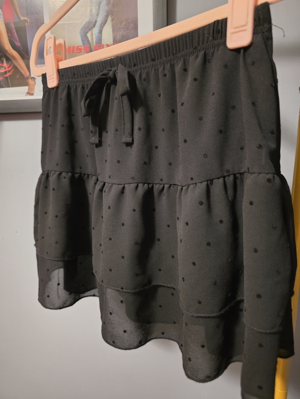 Reduced! Ardene Black Swiss Dot Tiered Skort XS | Chiffon Ruffle Mini - Picture 6 of 11